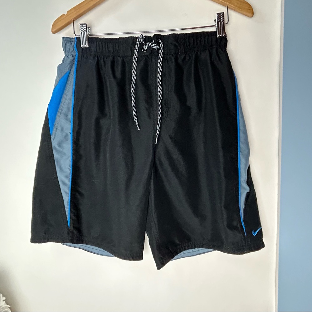 Nike‎ Black & Blue Stripe Swim Shorts Men's Medium